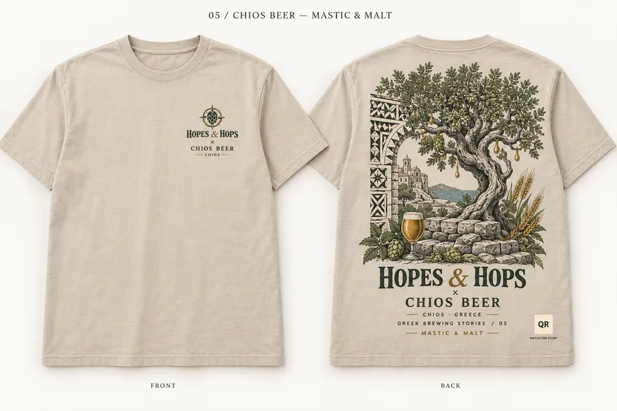 Chios Beer — Mastic & Malt shirt design mockup